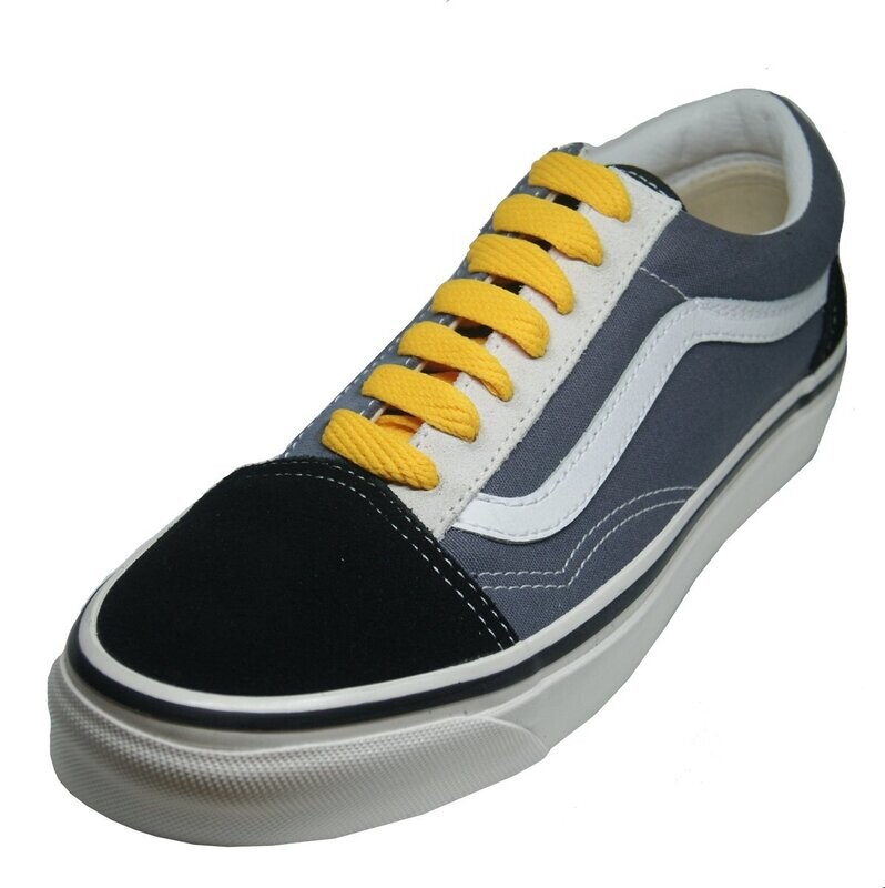 Wide flat yellow skateboard laces