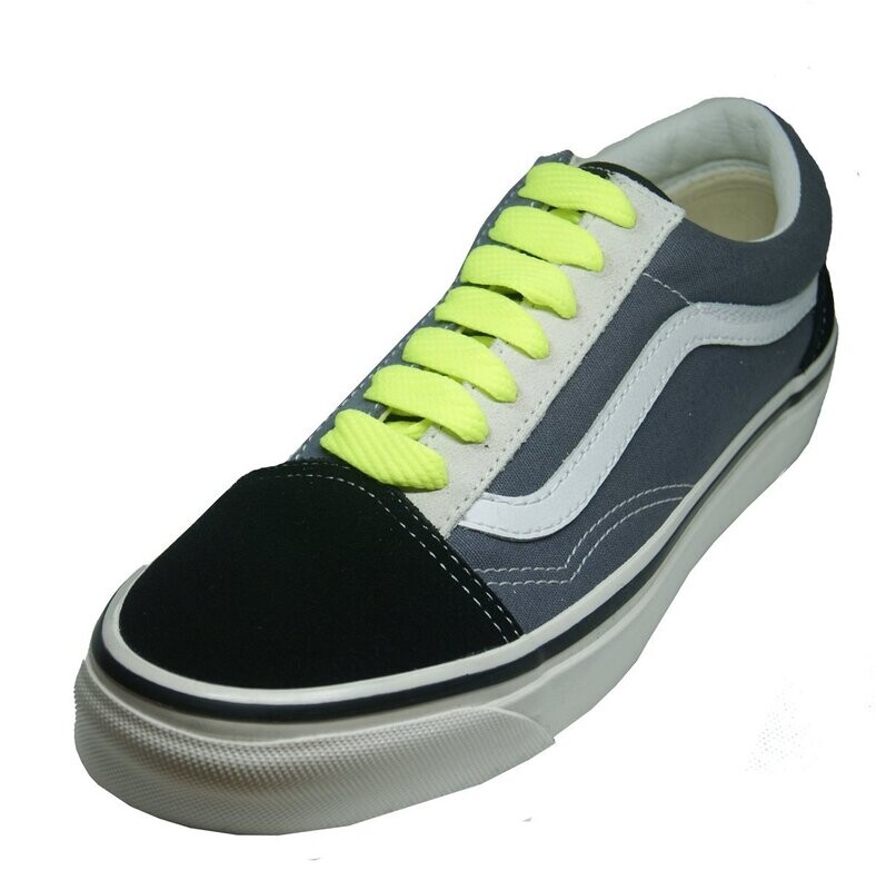 Fluo yellow wide flat skateboard laces