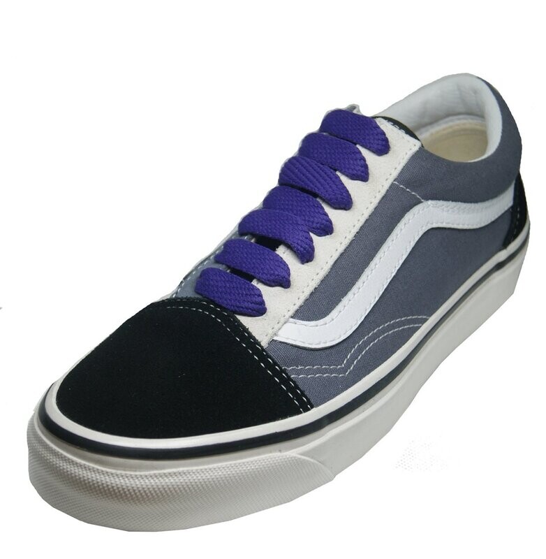 Wide flat dark purple skateboard laces