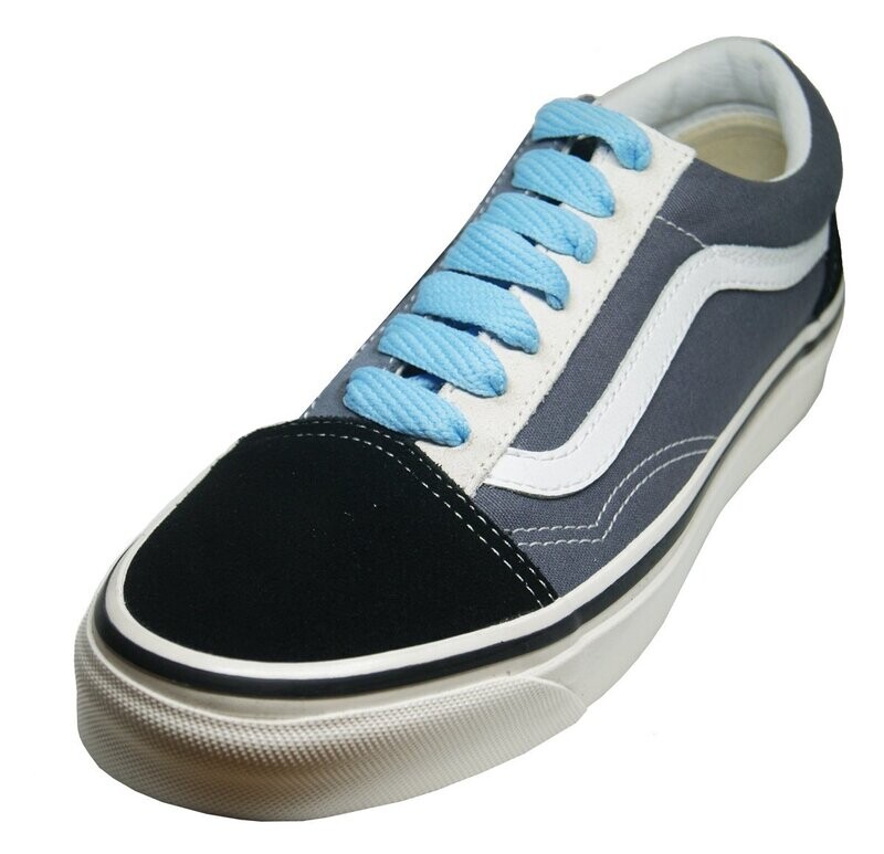 Sky blue wide flat skateboard laces