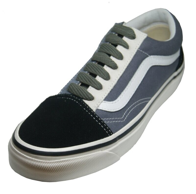 Wide flat anthracite gray skateboard laces