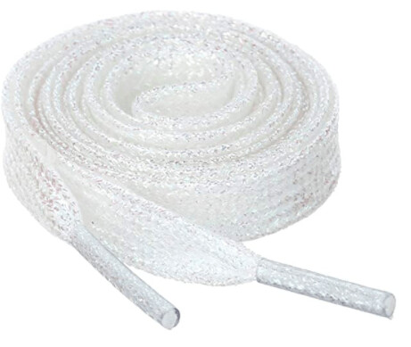Lacets plats blancs à paillettes