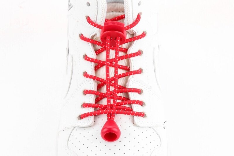 IRUN red thin round elastic shoelaces