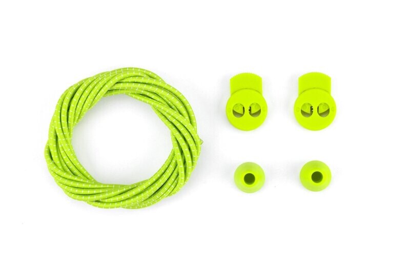 IRUN neon green thin round elastic shoelaces