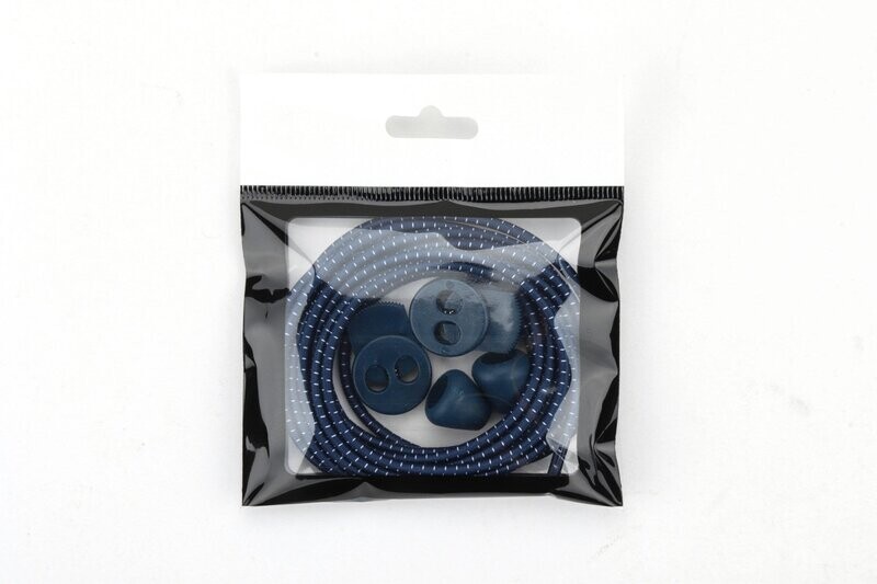 IRUN round thin round navy blue elastic shoelaces