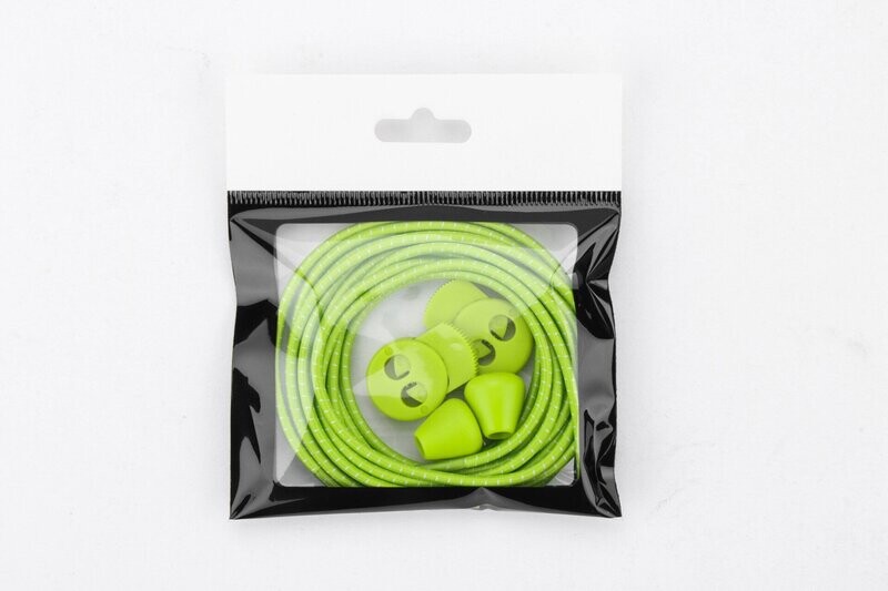 IRUN neon green thin round elastic shoelaces