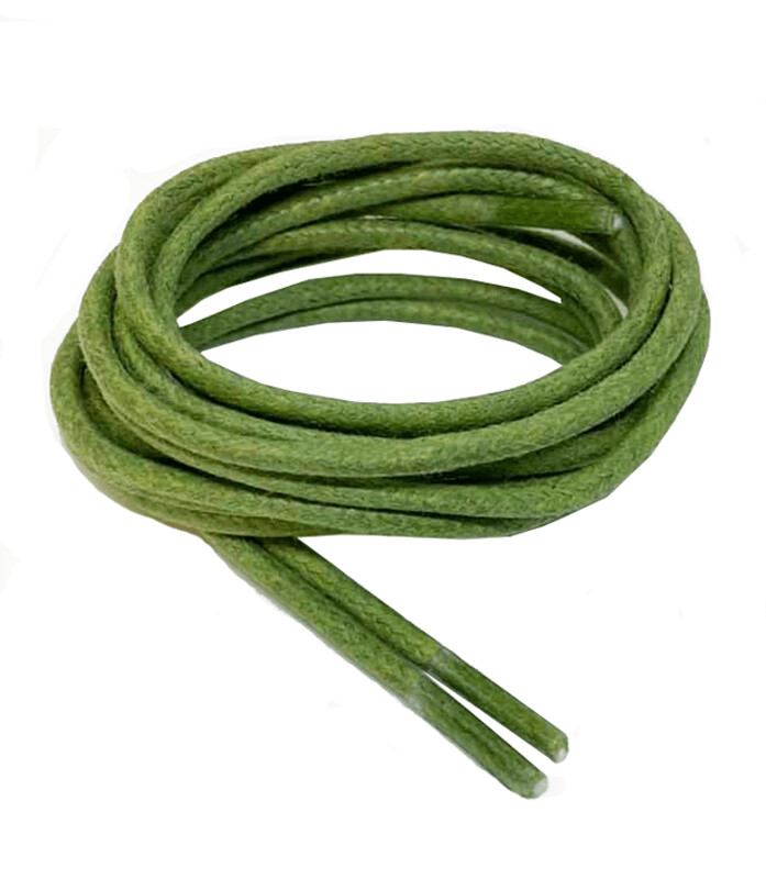 Round fine waxed olive green shoelaces