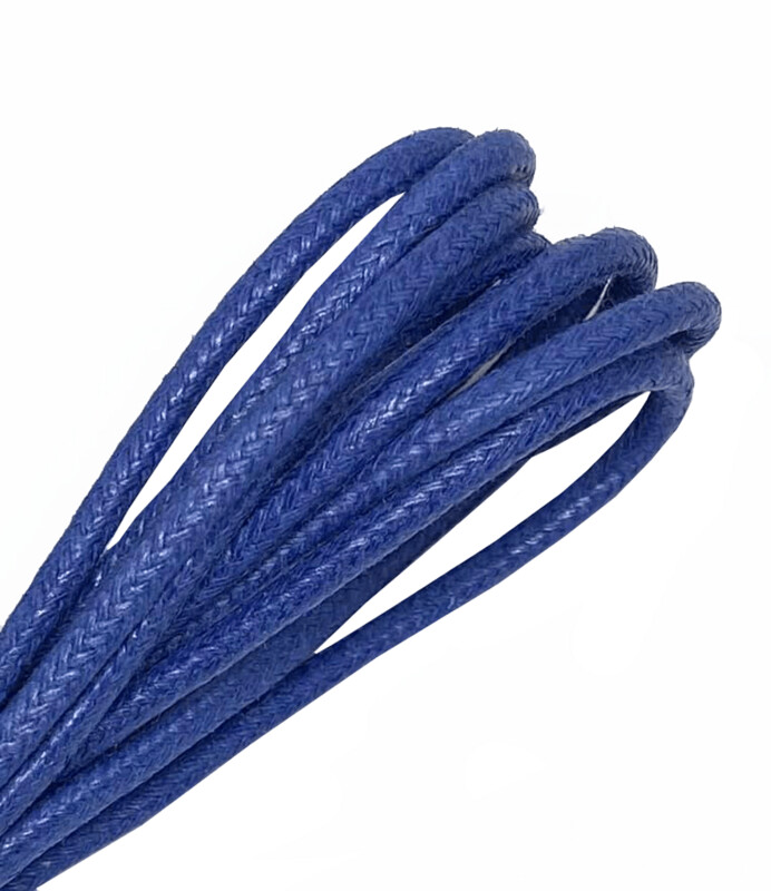 Thin round waxed royal blue laces