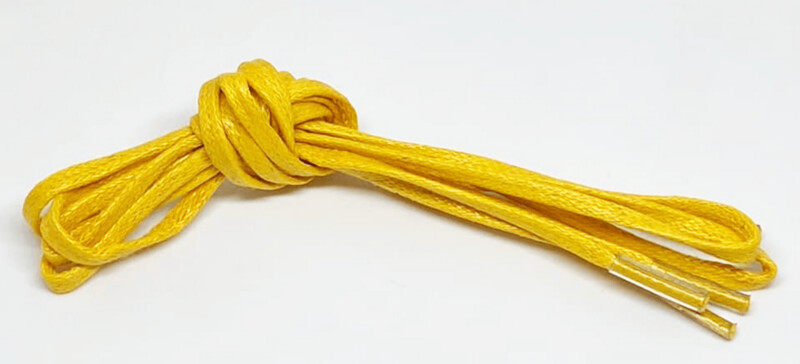 Thin mustard yellow waxed flat laces