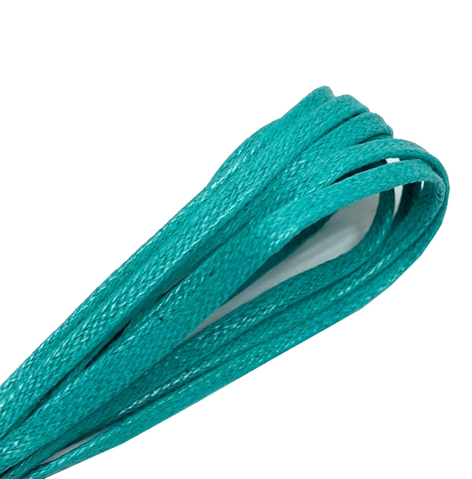 Lacets plats fins cirés vert lagune