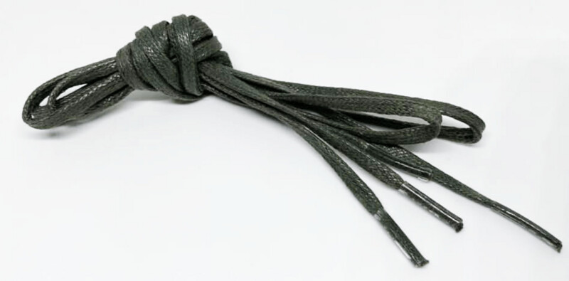 Fine flat waxed bronze green shoelaces