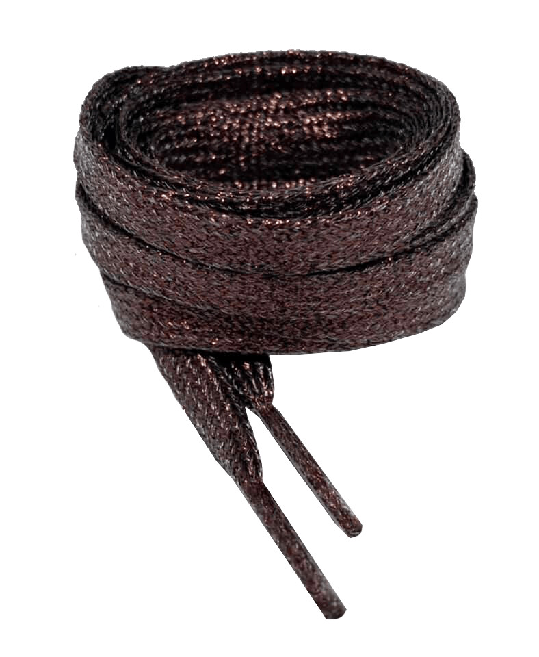 Thin flat laces with copper brown glitter