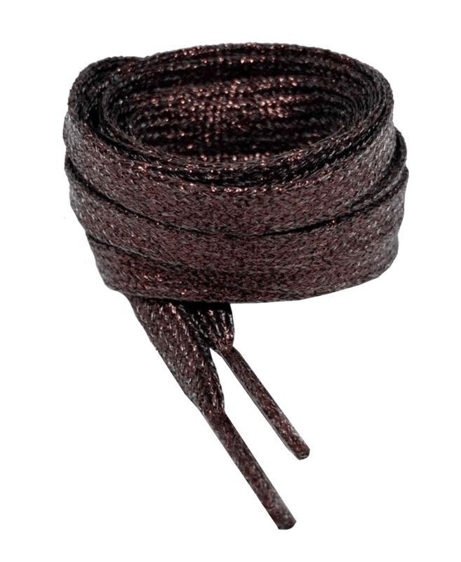 Lacets plats fins paillettes marron cuivré