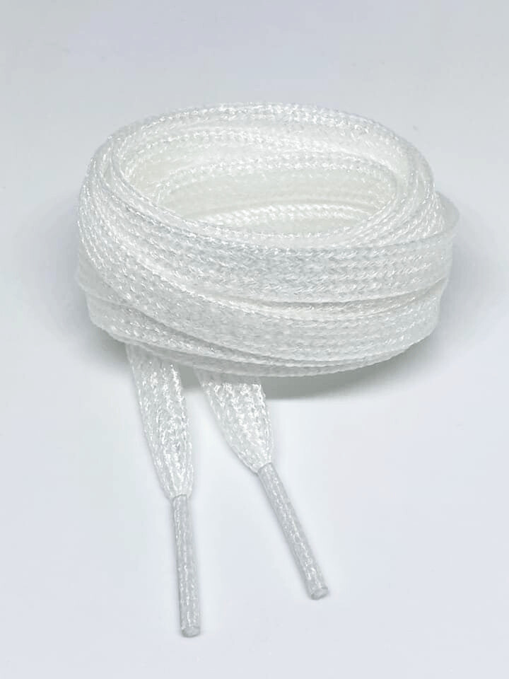 Lacets plats fins paillettes blanches