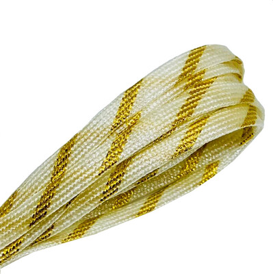 Lacets plats fins paillettes bicolore blanc et or
