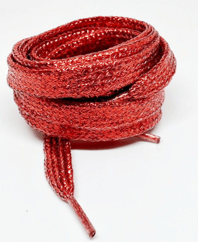 Red flat laces with glitter