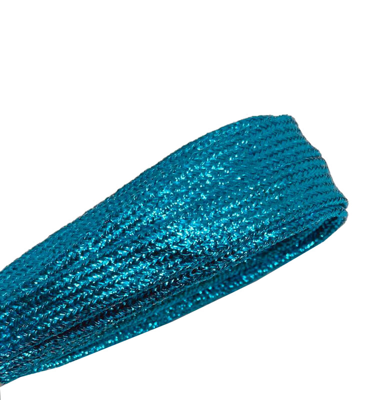 Lacets plats bleu turquoise à paillettes