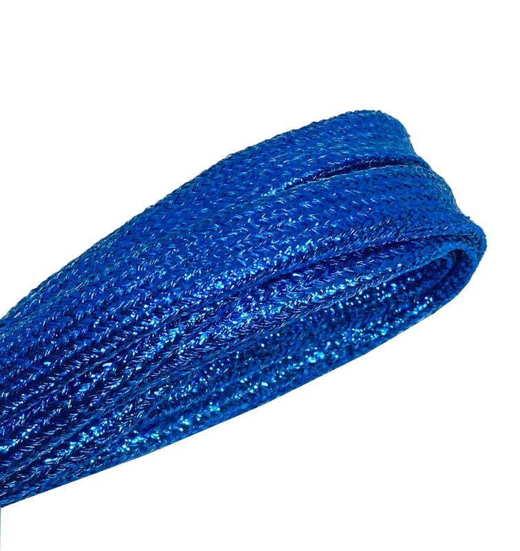 Lacets plats bleu royal à paillettes