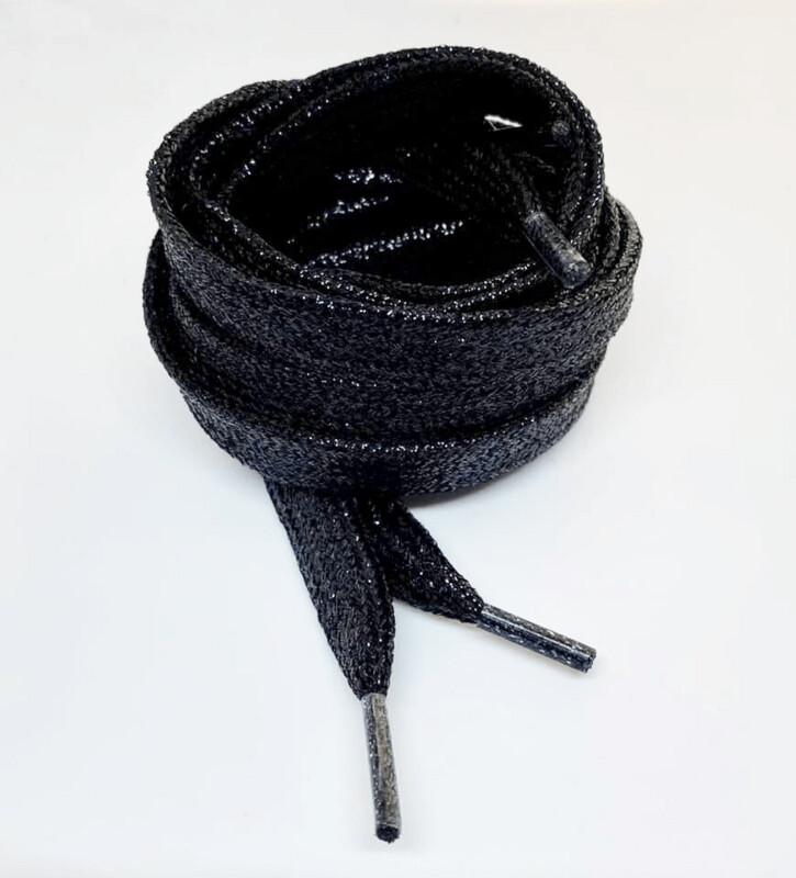 Flat black laces with glitter