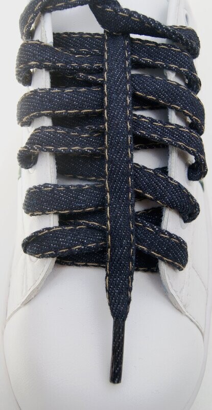 Thick raw blue denim laces, 100% cotton