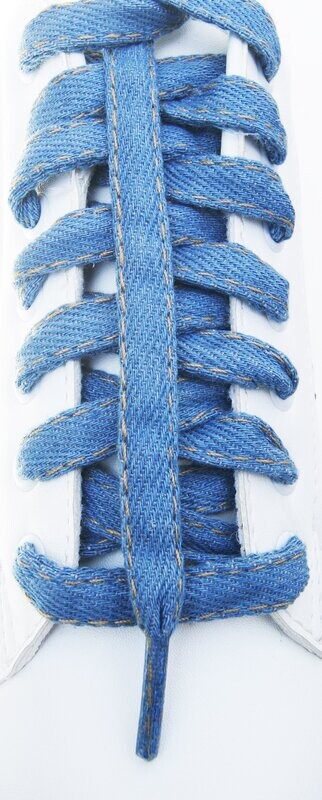 Light blue washed thick denim laces, 100% cotton
