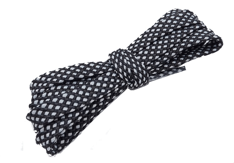 Black and white two-tone sport flat shoelaces