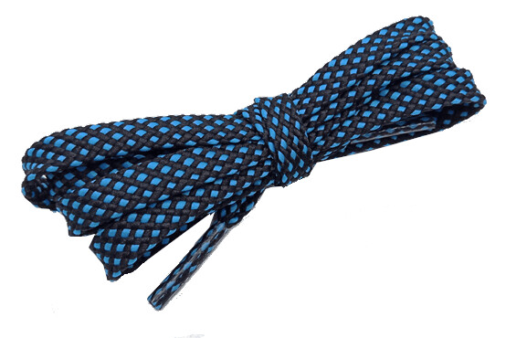 Black and blue two-tone sport flat shoelaces