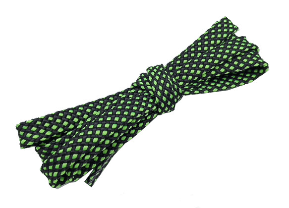Black and neon green two-tone sport flat shoelaces