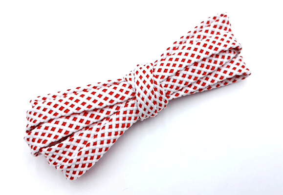 Two-tone white and red flat sport shoelaces