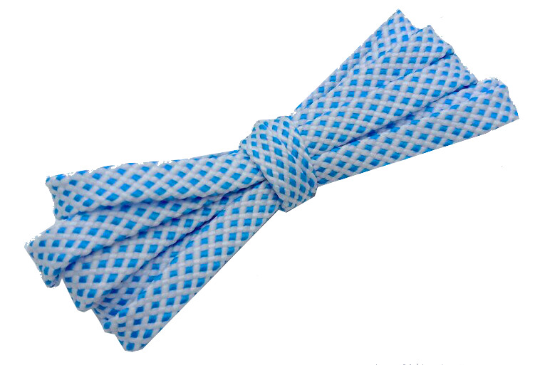Two-tone white and sky blue flat sport shoelaces
