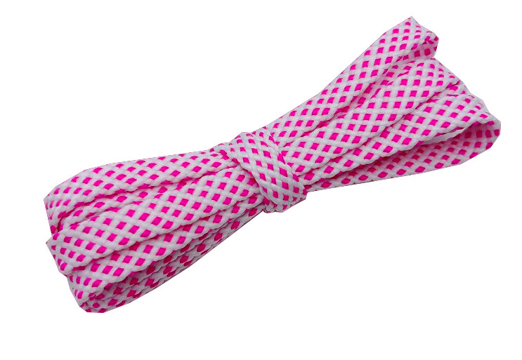 Two-tone white and neon pink flat sport shoelaces