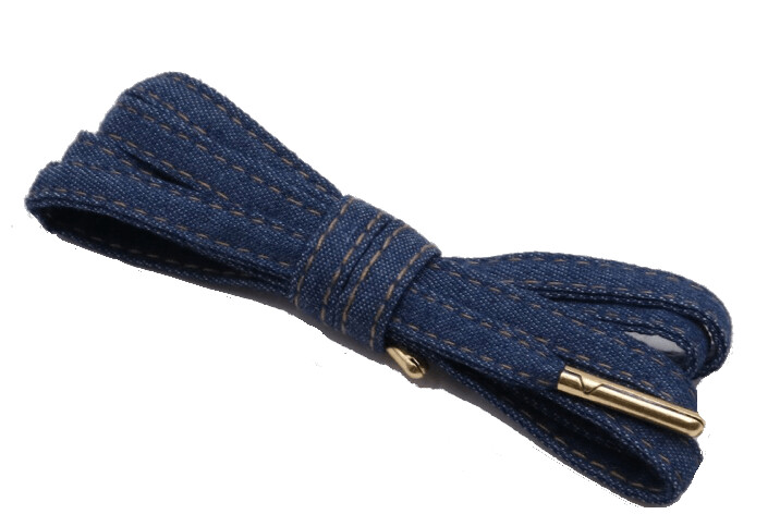 Flat laces raw denim luxury jeans