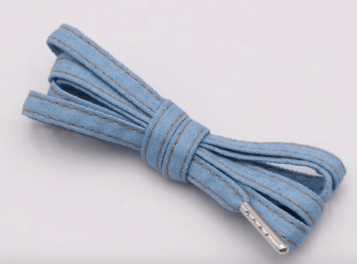 Flat laces denim bleached jeans luxury