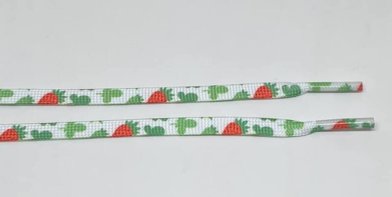 Flat white shoelaces with strawberry print