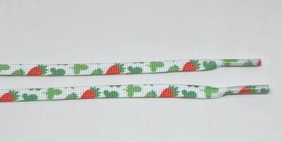 Lacets plats blancs imprimés fraisiers