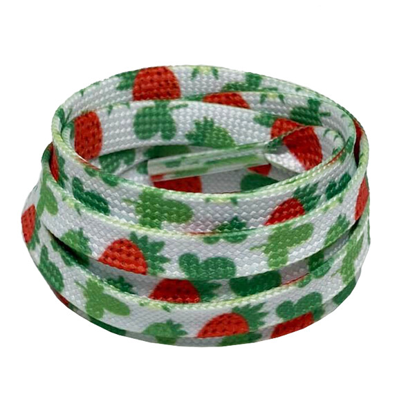 Lacets plats blancs imprimés fraisiers