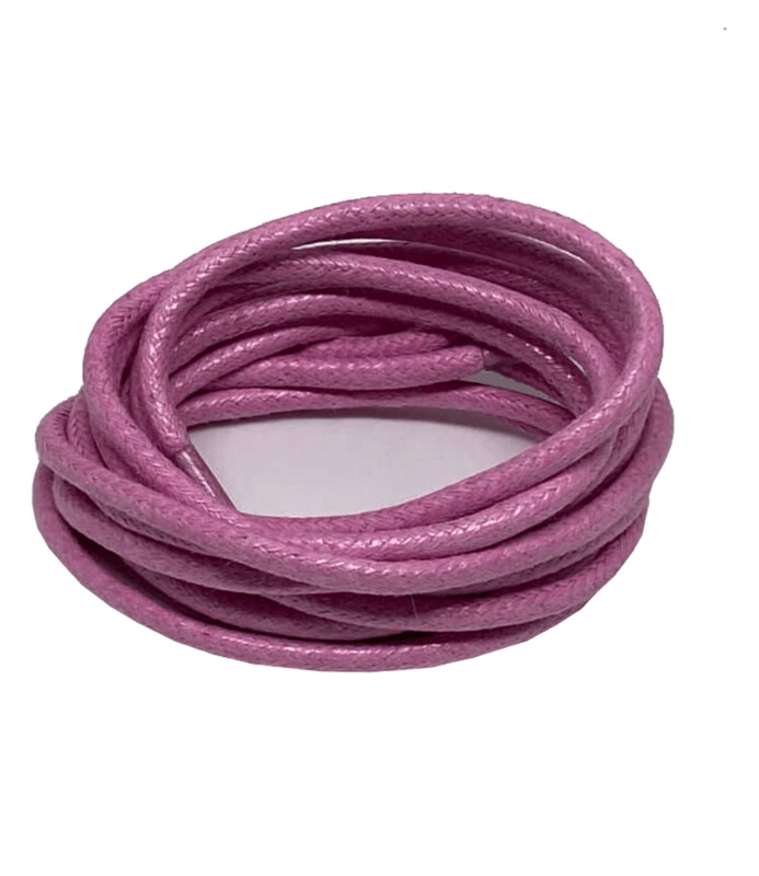 Round thin waxed pink shoelaces Dahlia