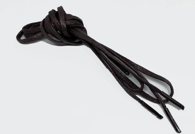 Thin flat waxed shoelaces Walnut stain