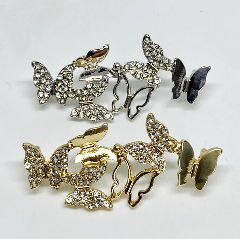 Bijoux papillons et brillants en or et argent