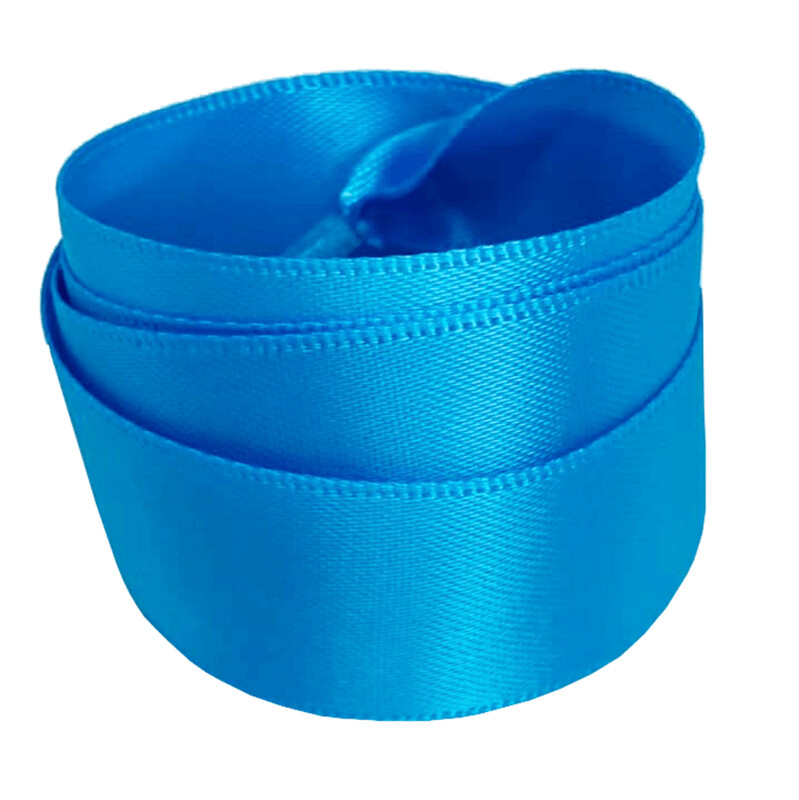 Lacets plats larges satin bleu céleste