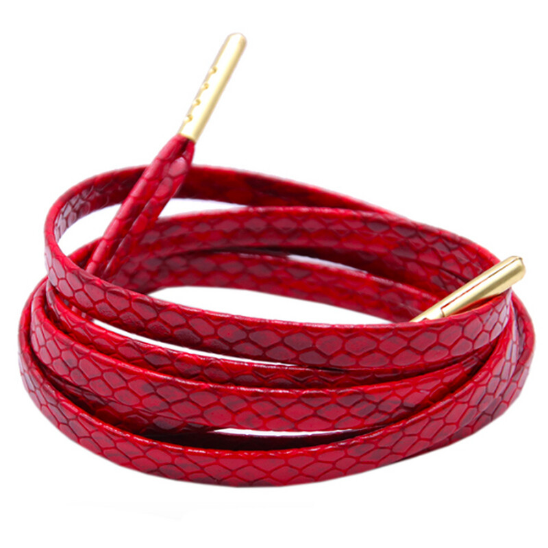 Lacets plats rouges marbrés serpent luxe