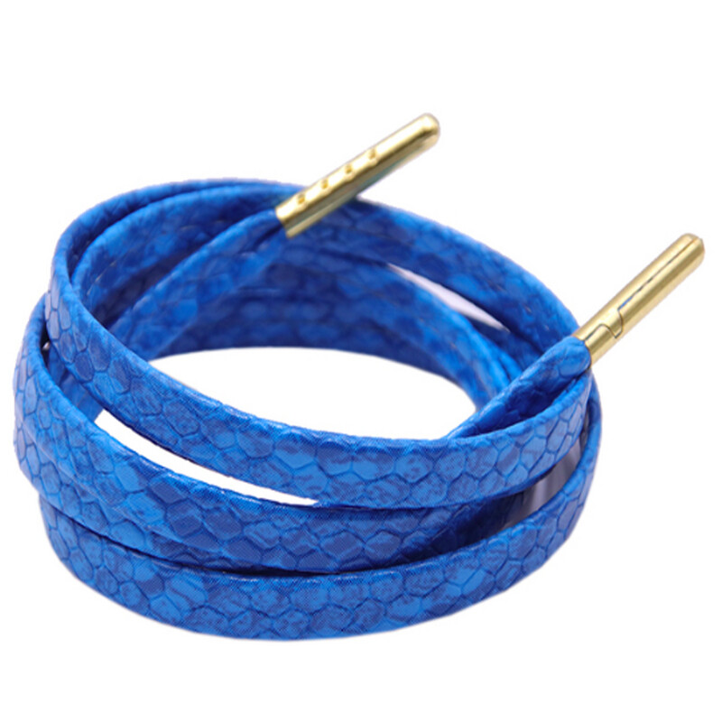 Lacets plats bleus marbrés serpent luxe