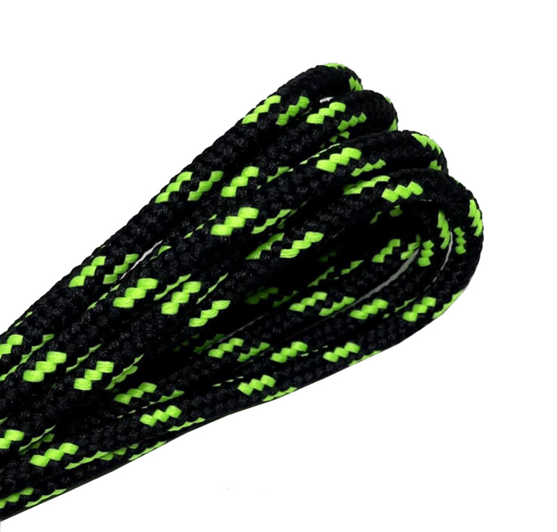 Lacets ronds bicolores noir et vert fluo