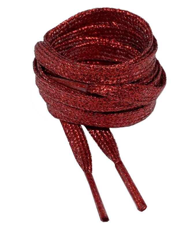 Lacets plats fins paillettes rouge garance