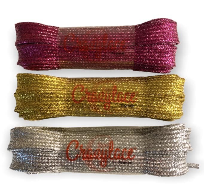 Pack paillettes - 3 paires de lacets plats brillants -