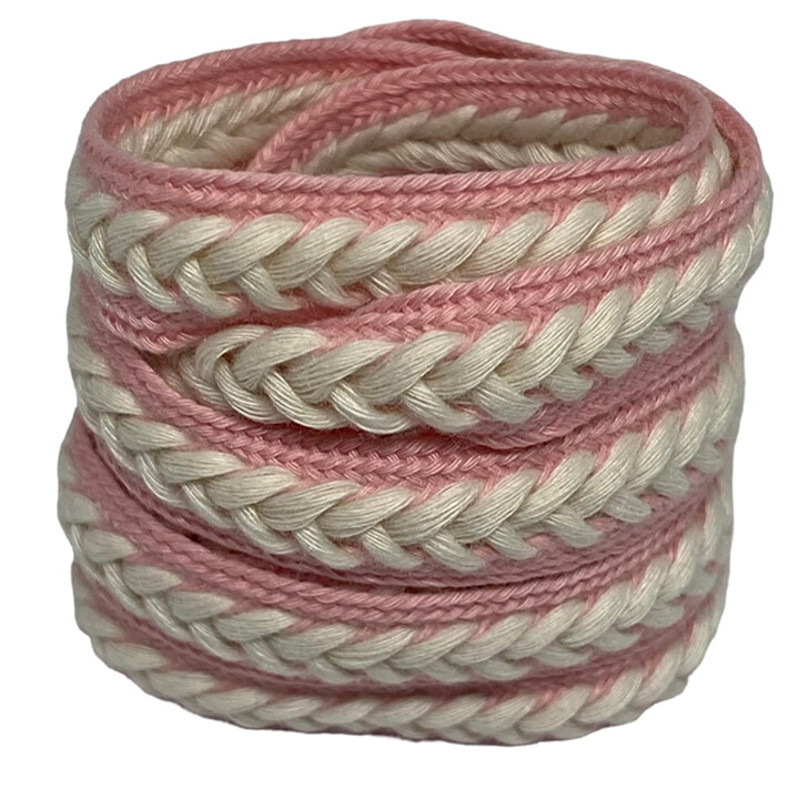 Lacets plats épis de blé rose et beige