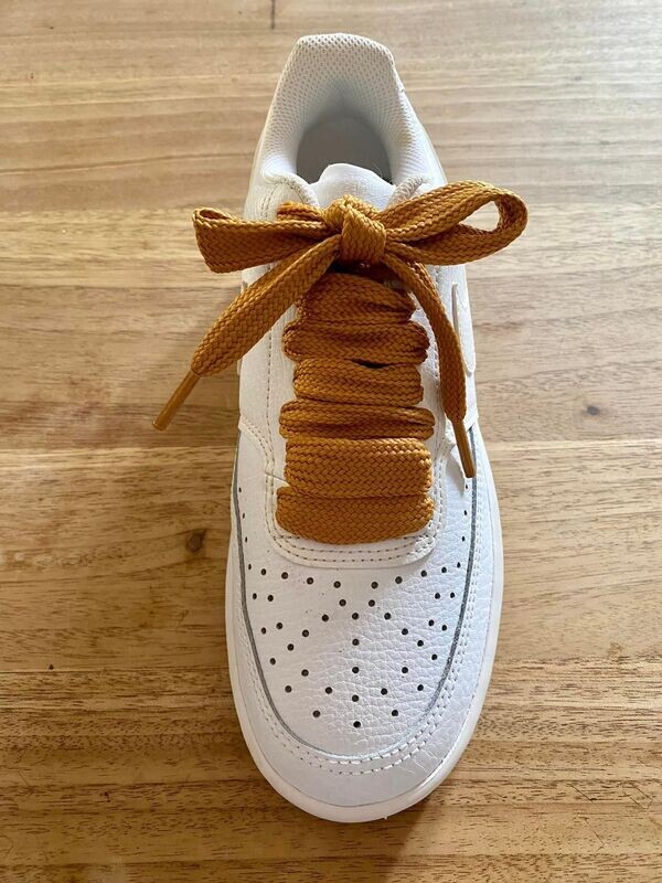 Wide flat shoelaces 1.8 cm Ocher brown - Crazylace