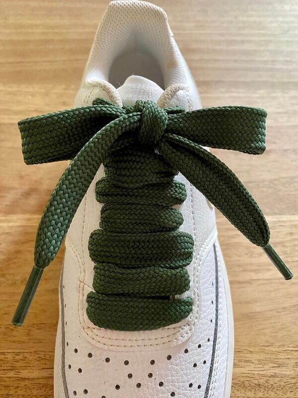 Wide flat shoelaces 1.8 cm forest green - Crazylace
