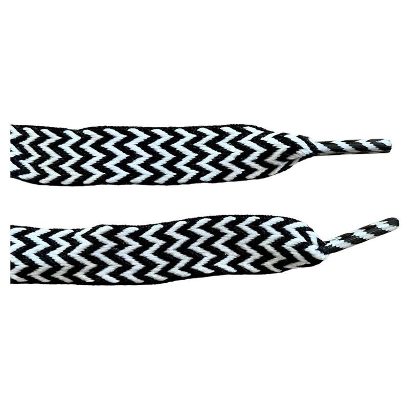 White and black Zigzag flat shoelaces
