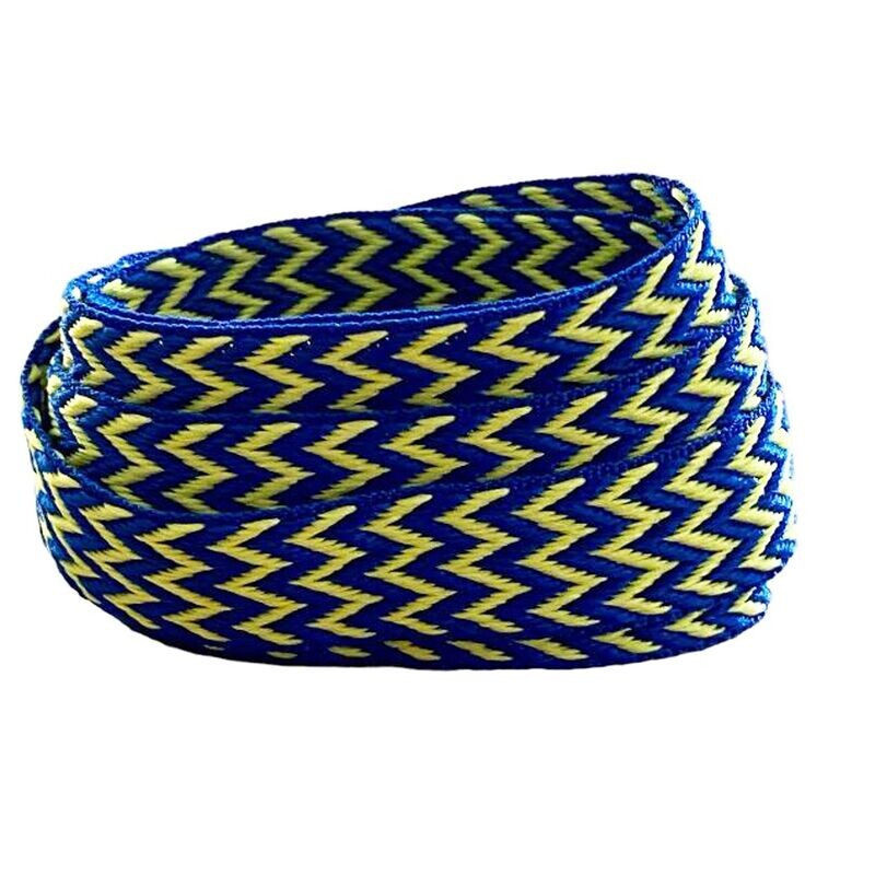 Lacets plats large bleu et jaune fluo de style LANVIN